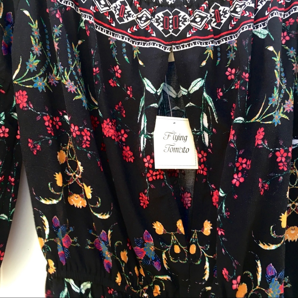 NWT Flying Tomato Black Floral Romper - Picture 5 of 6